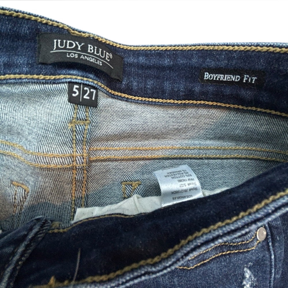 Judy Blue | Marsha Midrise Boyfriend Bleach Splash Striped Jean | Size 5/27 - Picture 8 of 9